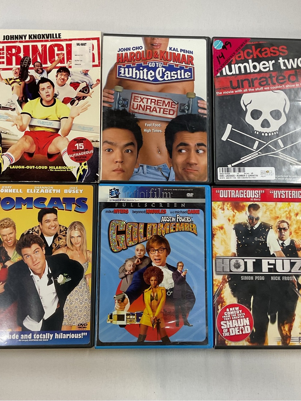 (6x DVD Slapstick) Ringer White Castle Jackass 2 Tomcasts Goldmember Hot Fuzz